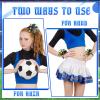 Shappy 24 Pcs 2 Color Mini Pom Poms Hair Ropes for Football Cheerleading 4 Inch Ponytail Holder for Team Spirit Sports Dance Cheer (Blue Gold) view 3