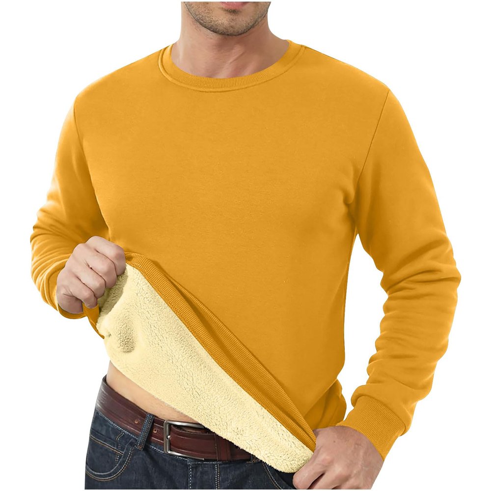 2024 Men's Sherpa Lined Sweatshirts Fleece Pullover Tops winter Thicken Warm Crewneck Long Sleeve Underwear biggest discount