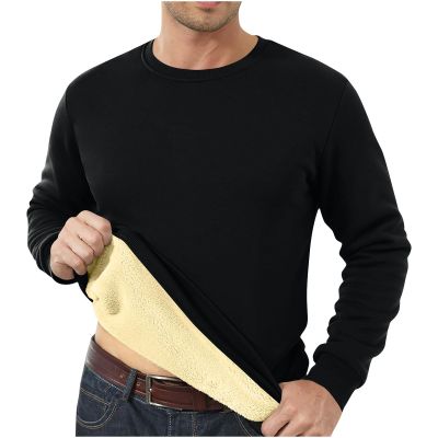 2024 Men's Sherpa Lined Store Clearance Sweatshirts Fleece Pullover Tops winter Thicken Warm Crewneck Long Sleeve Underwear christams gifts basics