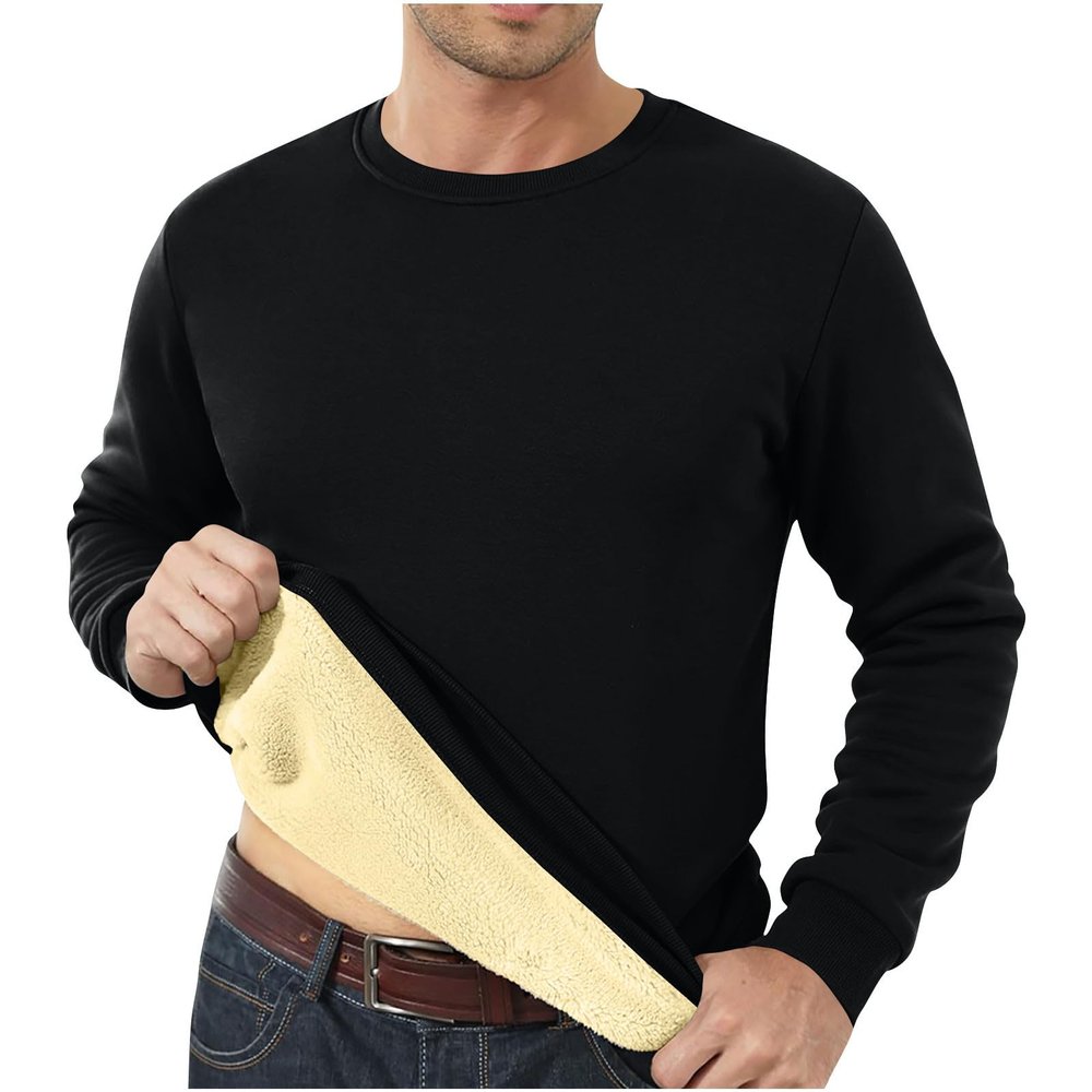 2024 Men's Sherpa Lined Store Clearance Sweatshirts Fleece Pullover Tops winter Thicken Warm Crewneck Long Sleeve Underwear christams gifts basics