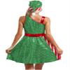 Lorilida Womens Christmas Mrs Santa Dress with Santa Hat Adult Sleeveless Sequins Dance Dress Costume Green XX-Large view 2