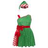 Lorilida Womens Christmas Mrs Santa Dress with Santa Hat Adult Sleeveless Sequins Dance Dress Costume Green XX-Large view 3