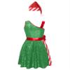 Lorilida Womens Christmas Mrs Santa Dress with Santa Hat Adult Sleeveless Sequins Dance Dress Costume Green XX-Large view 4