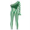 Linjinx One-Piece Bodysuit Womens Christmas Candy Cane Jumpsuit Long Sleeve Dance Unitard Costumes Green Large view 4