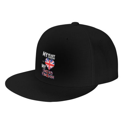 My Heart My Country My United Kingdom Snapback Hat for Men Women Baseball Cap Trucker Flat Bill Hats Dad Caps Black