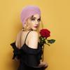Women Turban Hat Stretch Forehead Crossed Turban Caps African Head Wraps Elastic Beanie Hat Headwrap Muslim Hijab Cap Sapphire Blue view 4
