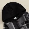 LIOMENGZI Infant Baby Boy Hooded Dinosaur Fall Outfit Contrast Sweatshirt Pant Set Toddler Dinosaur Clothes 6 12 18 Months 2T (black Plaid, 18-24 Months) view 3