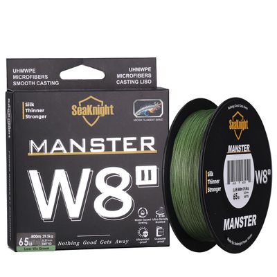SeaKnight MANSTER W8 II 8 Strand Braided Fishing Line -Super Strong, Abrasion Resistant, No Stretch Braided Line-15LB to 100LB Test for Saltwater and Freshwater Fishing Line Braid