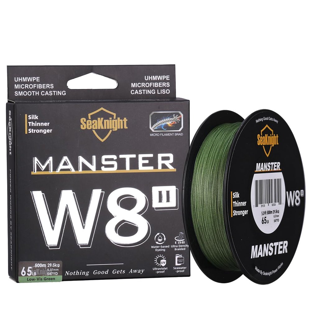 SeaKnight MANSTER W8 II 8 Strand Braided Fishing Line -Super Strong, Abrasion Resistant, No Stretch Braided Line-15LB to 100LB Test for Saltwater and Freshwater Fishing Line Braid