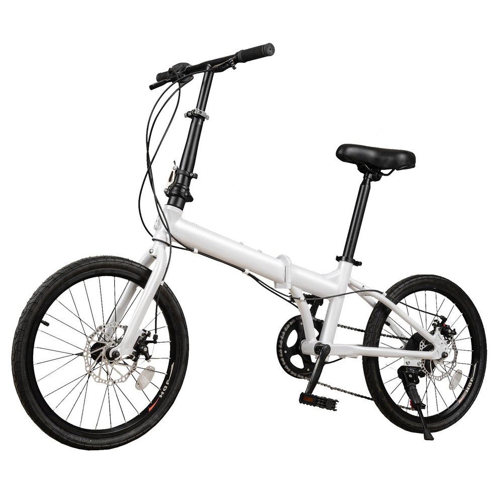 Eleeferri Foldable Bike, 20 Folding Bike for Adults, Portable Commute Bike with 7 Speed Gear with Dual Disc Brakes Bicycles Light-Weight Bike Suitable for Men Riding, Women Riding