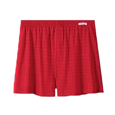 Mens Short Boxers Sleep Short Plaid Loose Woven Breathable Comfortable Underwear Pajama Pants Red