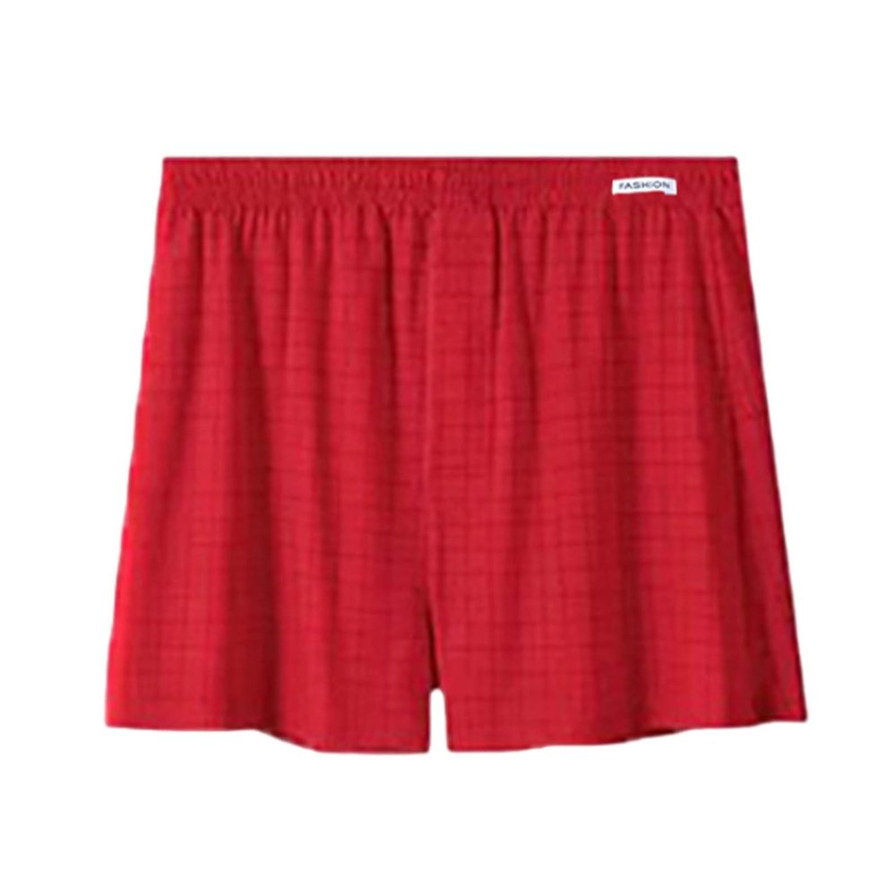 Mens Short Boxers Sleep Short Plaid Loose Woven Breathable Comfortable Underwear Pajama Pants Red