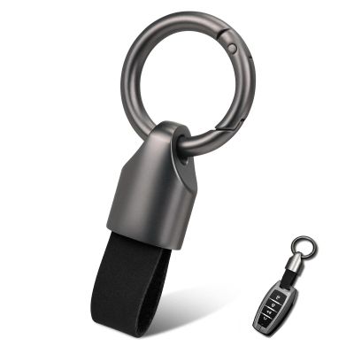 Cowhide Leather Keychain,Durable Carabiner Pendant, Car Key Ring Holder with Zinc Alloy Buckle for Men Women