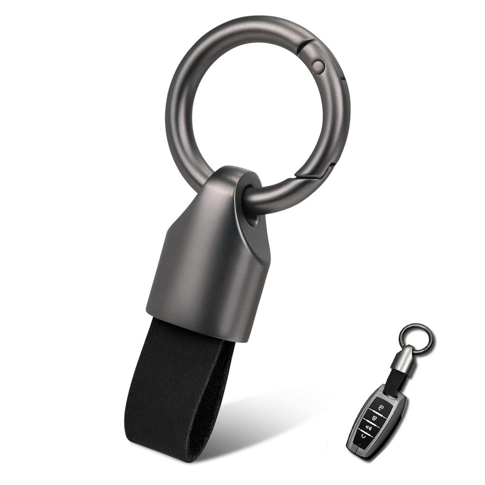 Cowhide Leather Keychain,Durable Carabiner Pendant, Car Key Ring Holder with Zinc Alloy Buckle for Men Women