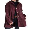 chouyatou Women's Spring Fall Corduroy Jacket with Hood Casual Loose Button Down Hooded Corduroy Trench Coat Outerwear (X-Large, Wine Red) view 1
