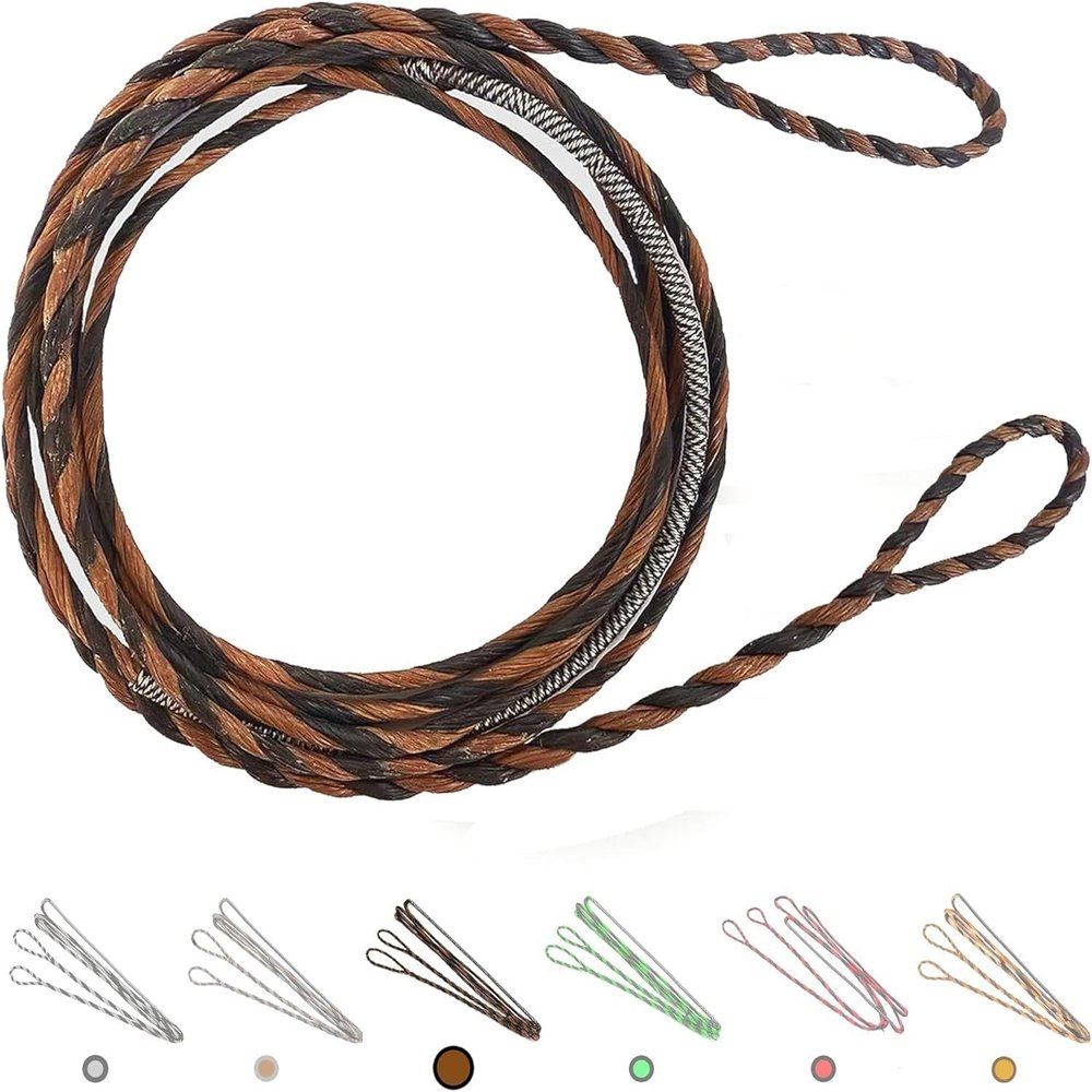 Deerseeker Flemish D97 Bow String Handmade Twist Bowstring 16 Strands 54-70in Fast Flight for Traditional Longbow Recurve Bow Replacement Archery Accessories (Brown+Black, AMO 68"(Actual Length 64"))