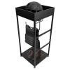Police Gear Stand, Police Hanger, Tactical Duty Gear Rack with 3 Hooks, Free-Standing All Iron Frame Police Gift Decor with Flag, Black view 1
