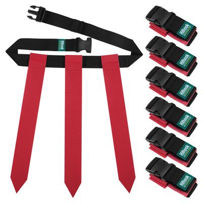 Hilhook Flag Football Belts, 7 Players Adjustable Flag Football Flags Sets for Youth, Kids and Adults Sport Team Building and Competition Training (Red)