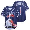 babyhealthy USA Baseball Jersey Women American Flag Button Down Shirt Patriotic Shirts 4th of July Outfits view 1