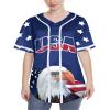 babyhealthy USA Baseball Jersey Women American Flag Button Down Shirt Patriotic Shirts 4th of July Outfits view 2