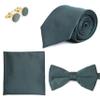 Turquoise Necktie Bow Tie for Men Adjustable BowTies Pocket Square Cufflinks Set | Perfect Combo for Professional (Grey) view 1
