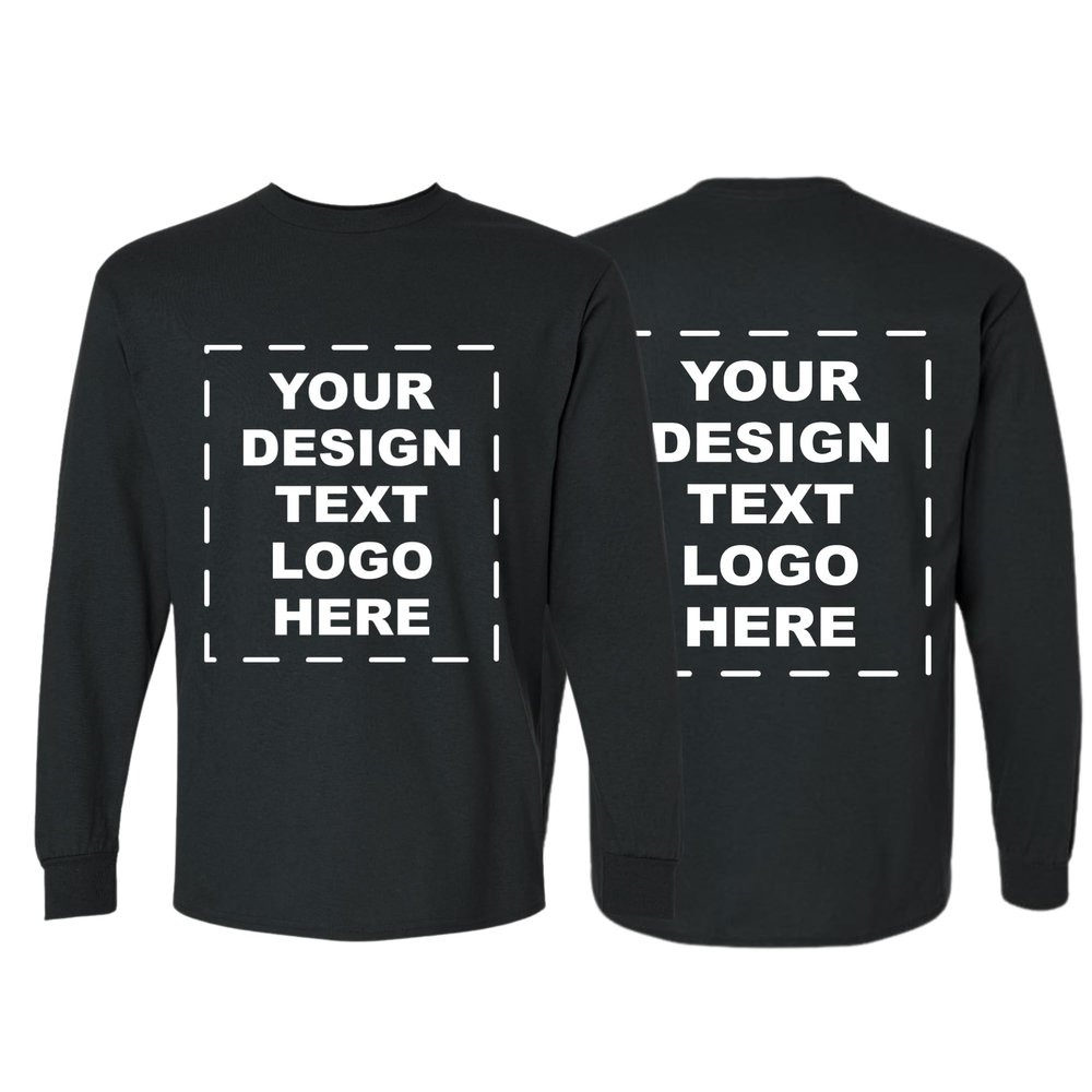Custom Long Sleeve Shirt for Men Women, Add Your Own Design Logo Text Photo Long Sleeve T-Shirt, Personalized Tee Shirt Adult Black Medium