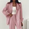 Casual Blazer for Women Business Work Office Suit Jacket Fashion Loose Button Down Lapel Long Sleeve Coat with Pocket A-Pink view 3