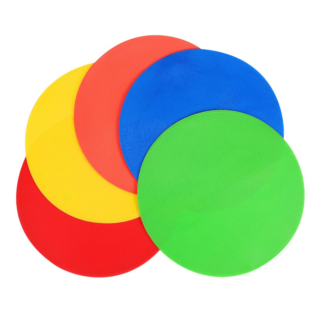 OHPHCALL 5pcs Soccer Training Number Spot Markers for Gym Floor Bright Colors Flat Cones Agility Equipment