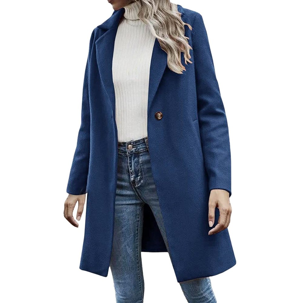 Mystery Box Women'S Winter Jacket Womens Coats Winter Women Autumn And Winter Suit Neck Thin Coat Trench Jacket Ladies Casual Fashion Overcoat Outwear (Blue, M) Thickened Puffer Down Outerwear With