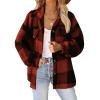 Mystery Boxes For Sale Unclaimed Womens Work Jacket Light Jackets For Women Fall Women'S Casual Loose Winter Plaid Lamb Jacket With Pockets Button Jacket Skying Jacket Women (Red, Xxxxxl) Shearling view 4
