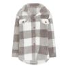 s Placed Recently By Me Womens Coats And Jackets Womens Outerwear Shackets For Women 2024 Winter Warm Fuzzy Plaid Shirt Jackets Plus Size Button Down Long Zip Jacket (Grey, L) Shearling Card view 3