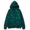 Fashion Hoodies for Women Star Printed Zipper Fleece Long Sleeve Sweatshirt Jacket Fall Loose Sport Coat with Pocket view 2