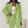 Casual Blazer for Women Business Work Office Suit Jacket Fashion Loose Button Down Lapel Long Sleeve Coat with Pocket B-Green view 3