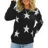 Star Sweater Women Y-k2 Loose Crew Neck Star Pattern Pullover Knitted Long-Sleeved Sweater (Blue,X-Large) view 1