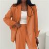 Casual Blazer for Women Business Work Office Suit Jacket Fashion Loose Button Down Lapel Long Sleeve Coat with Pocket A-Orange view 3