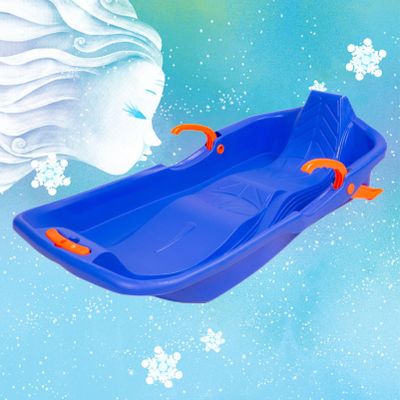Happy Children's Sledding, Winter Tandem Sledges, Children's Sledges, Sledges with Brakes and Pull Ropes, Plastic High Back Sledges