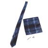 Akozon Set of 6 Professional Blue Necktie Accessories Including Tie Clip, Cufflinks, Handkerchief for Men, Ideal for Weddings, Business Meetings view 2