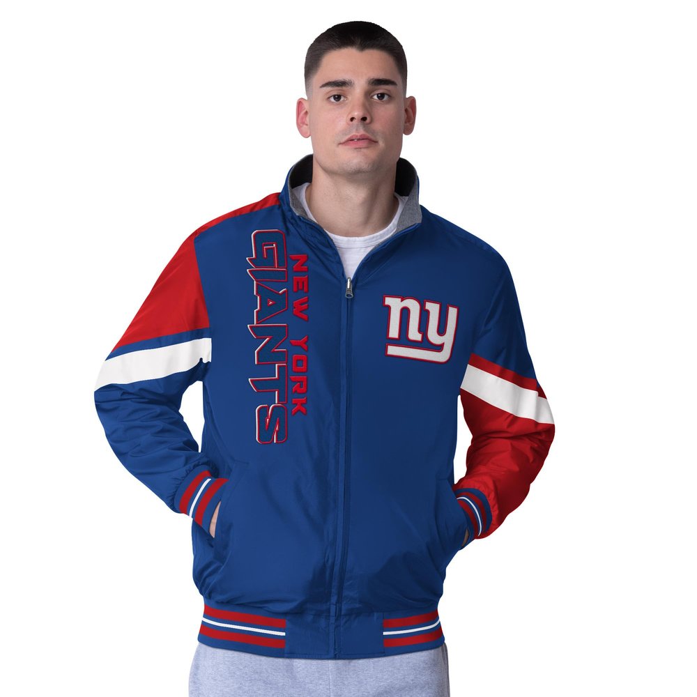 G-III Sports Men's Royal New York Giants Strong Arm Reversible Full-Zip Jacket