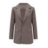 Casual Blazer for Women Business Work Office Suit Jacket Fashion Loose Button Down Lapel Long Sleeve Coat with Pocket A-Dark Gray view 2