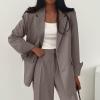 Casual Blazer for Women Business Work Office Suit Jacket Fashion Loose Button Down Lapel Long Sleeve Coat with Pocket A-Dark Gray view 3
