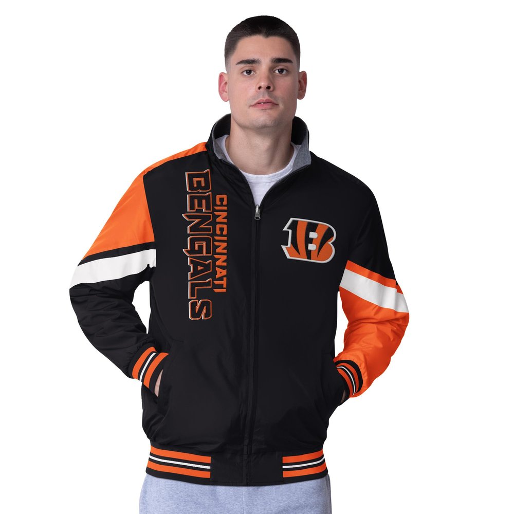 G-III Sports Men's Black Cincinnati Bengals Strong Arm Reversible Full-Zip Jacket