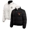 WEAR by Erin Andrews Women's Black/White Cincinnati Bengals Reversible Cropped Full-Zip Puffer Jacket view 1