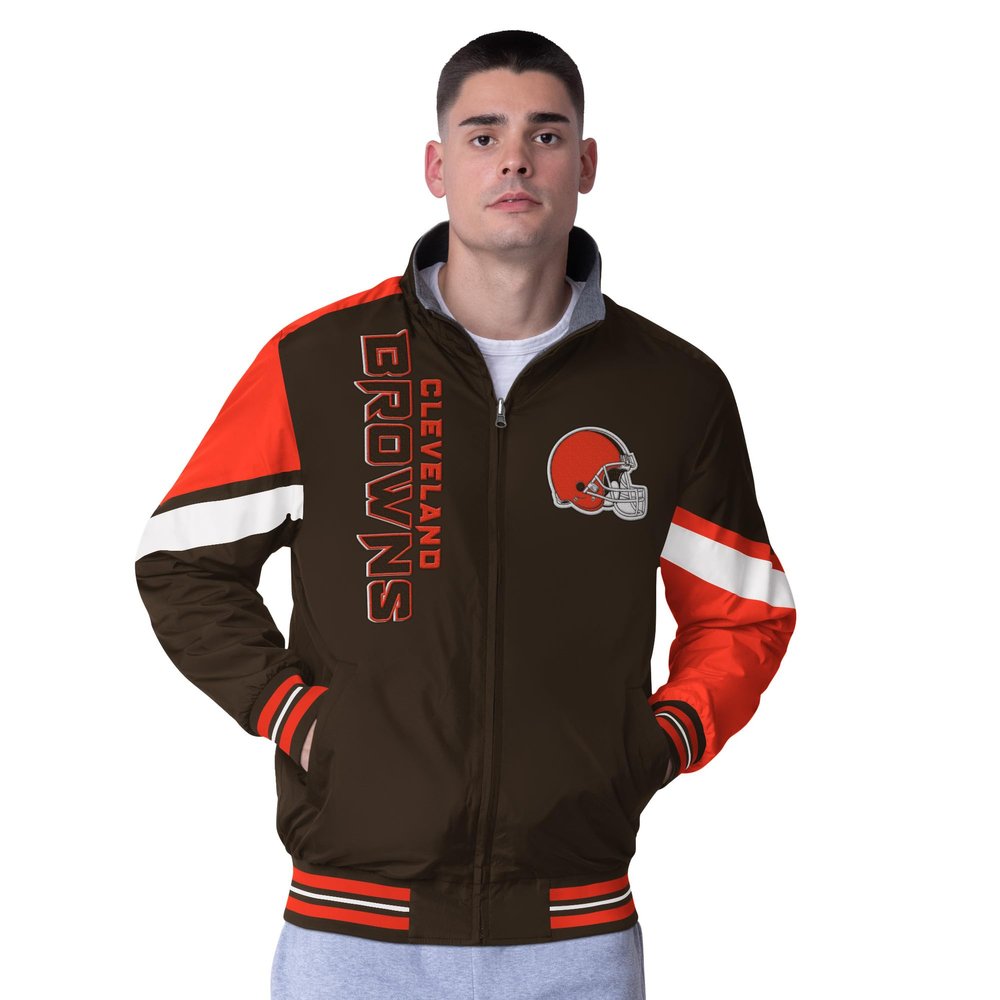 G-III Sports Men's Brown Cleveland Browns Strong Arm Reversible Full-Zip Jacket