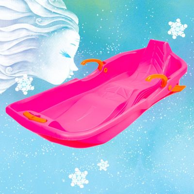 Happy Children's Sledding, Winter Tandem Sledges, Children's Sledges, Sledges with Brakes and Pull Ropes, Plastic High Back Sledges