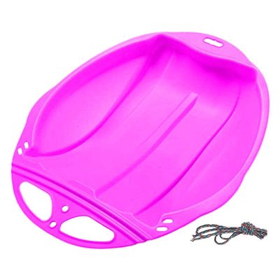 Snow Sleds for Kids Adults, Portable Downhill Sprinter Toboggan Snow Sled with 2 Handles, Plastic Snow Sled for Skiing Sledding Snow Grass Sand Board Outdoor Winter (Pink, 47x42x8.5cm)