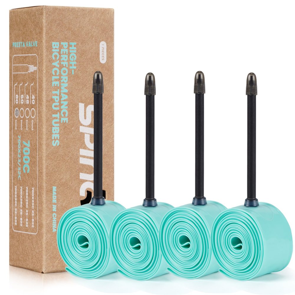 2-Pack/4-Pack SPINGO TPU Inner Tube 700C x 23C-32C with 48mm/60mm/80mm Presta Valves, Ultralight TPU Tubes 700C for Road Bike TPU Inner Tube Portable Spare Tire for Training and Cycling