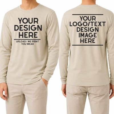 Custom Long Sleeve Shirt Personalized Text Photo Logo Family Team Tee Sand