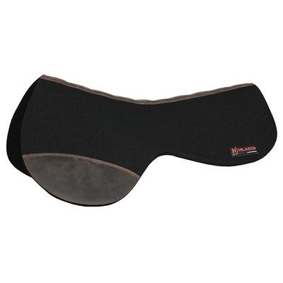 HILASON Western Wool Felt Round Contoured Horse Saddle Pad W/Distressed Wear Leather | for Horses