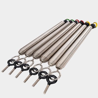 NineFit Basics Pilates Reformer Springs, High Strength Wire Springs for Pilates Equipment, Silver, Stainless Steel, Plastic, Rubber, 40kg Tension, Elastic Resistance Straps, Red, Green, Yellow, Blue