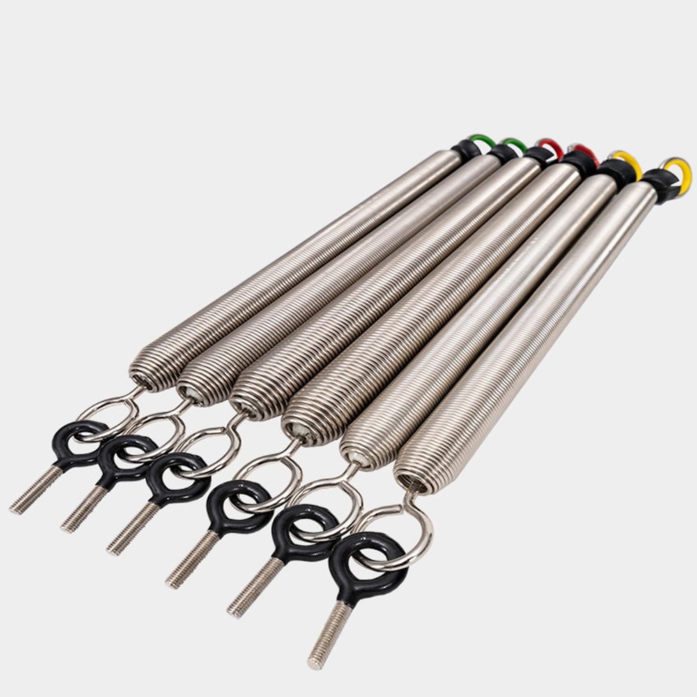 NineFit Basics Pilates Reformer Springs, High Strength Wire Springs for Pilates Equipment, Silver, Stainless Steel, Plastic, Rubber, 40kg Tension, Elastic Resistance Straps, Red, Green, Yellow, Blue